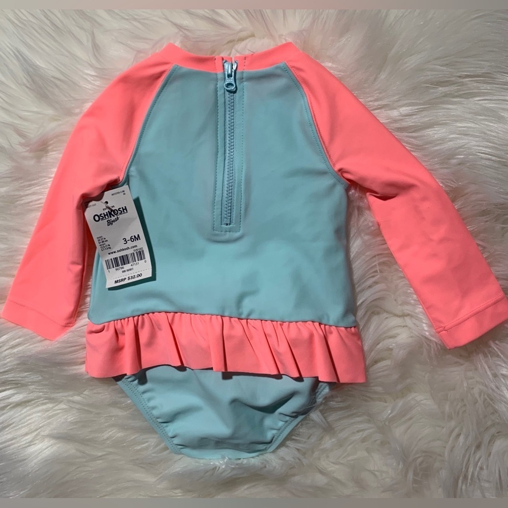 Oshkosh B’gosh - Mermaid One Piece Rash Guard Swimsuit Baby Girl (SZ 3-6m) - Picture 2 of 2